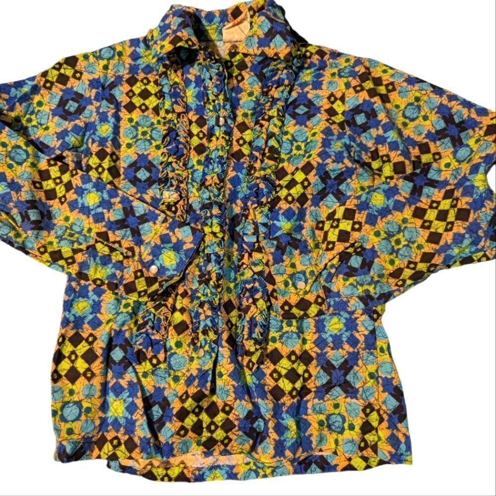 Kids 70s vintage groovy abstract‎ print top